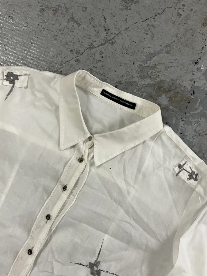 2000s Marithé + François Girbaud Abstract Stars White Shirt - Image 4