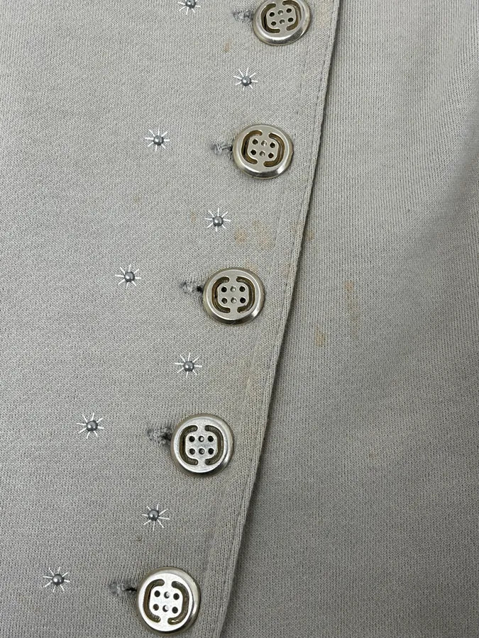 2000s Marithé +François Girbaud Asymmetrical Beige Buttoned Cardigan Jacket - Image 12