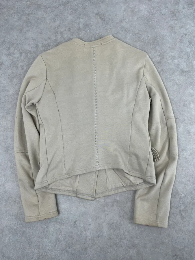 2000s Marithé +François Girbaud Asymmetrical Beige Buttoned Cardigan Jacket - Image 6