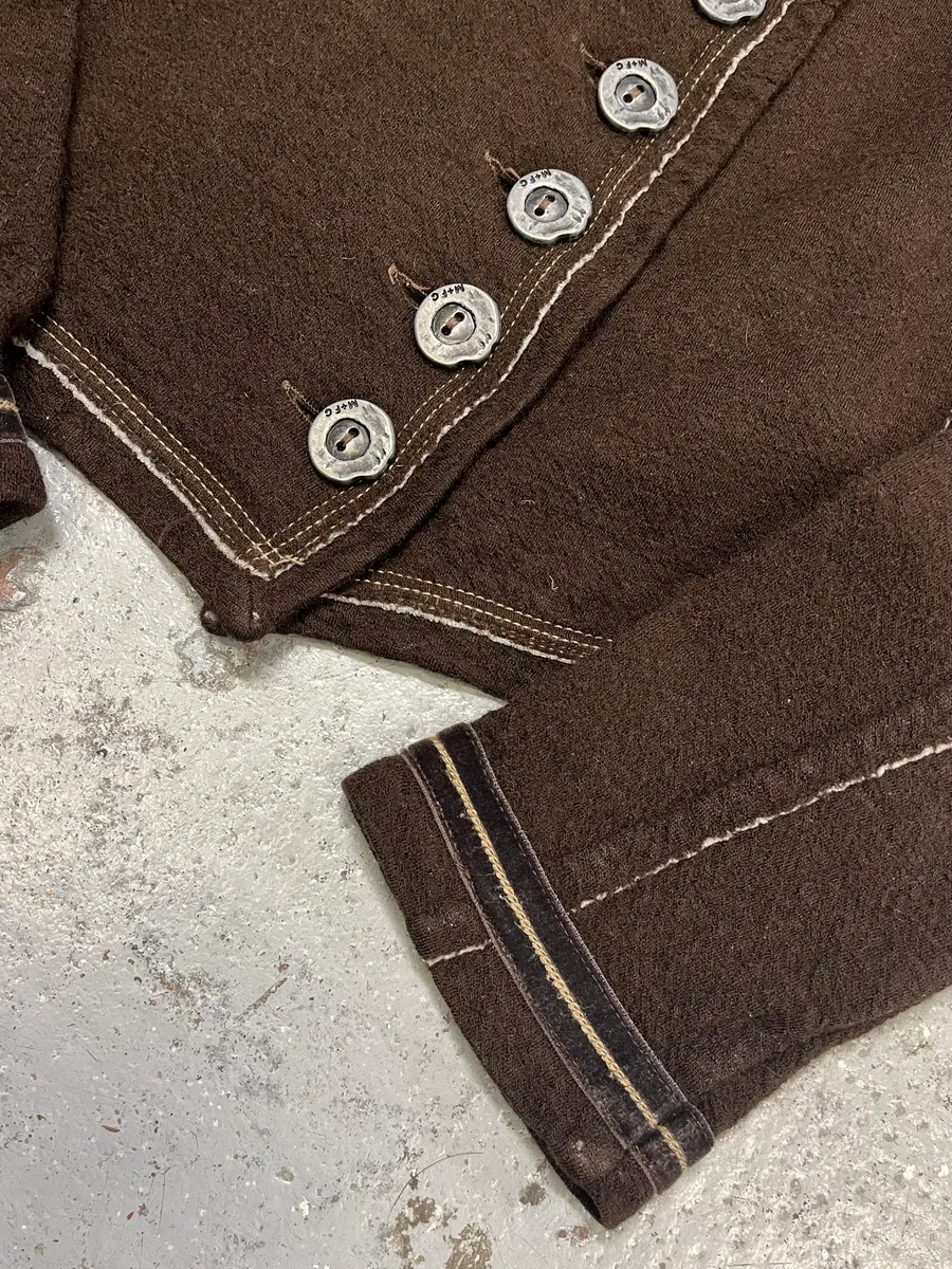 2000s Marithé + François Girbaud Asymmetrical Brown Buttoned Cardigan Sweater - Image 6