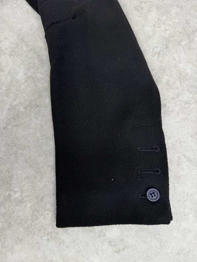2000s Marithé + François Girbaud Asymmetrical Buttoned Black Officer Jacket - Image 11