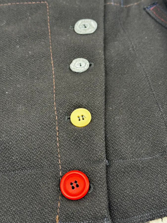 2000s Marithé + François Girbaud Asymmetrical Buttoned Black Officer Jacket - Image 12