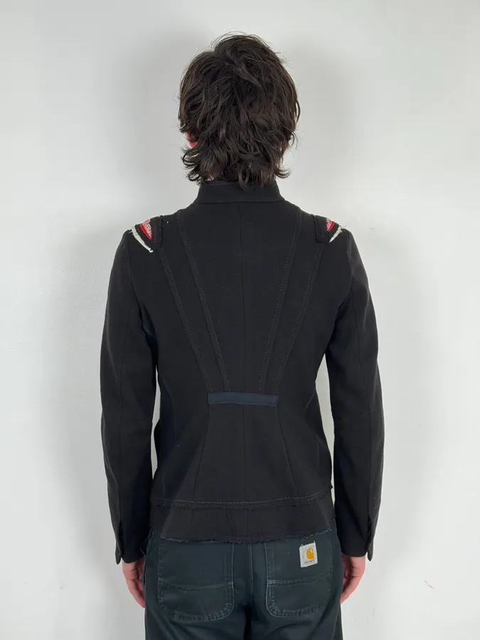 2000s Marithé + François Girbaud Asymmetrical Buttoned Black Officer Jacket - Image 3
