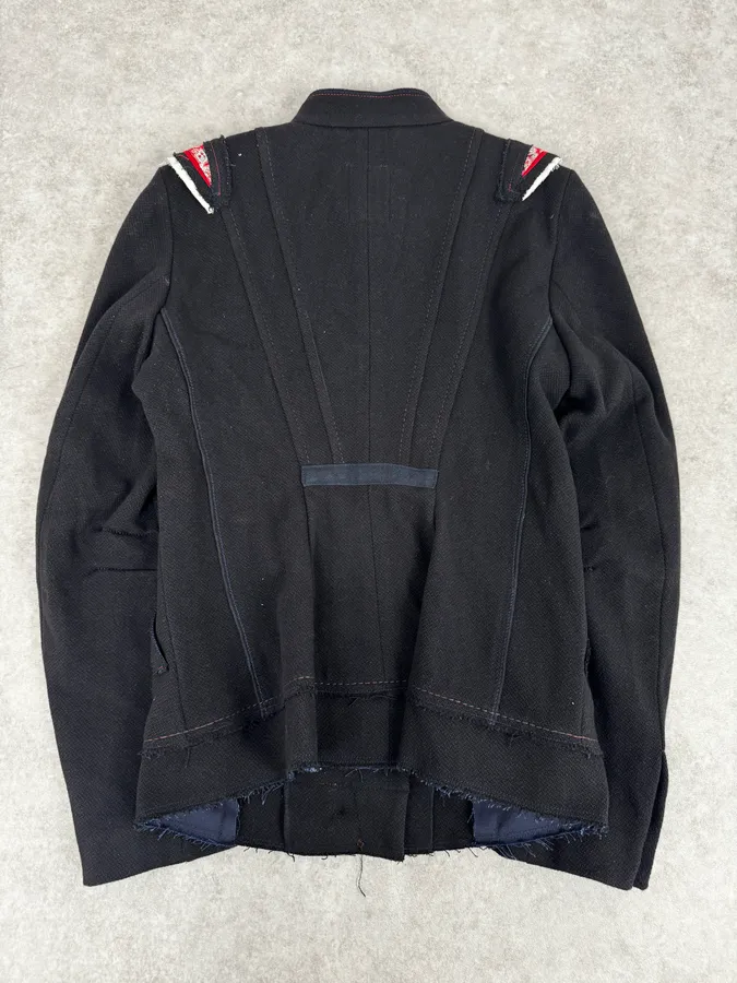 2000s Marithé + François Girbaud Asymmetrical Buttoned Black Officer Jacket - Image 4