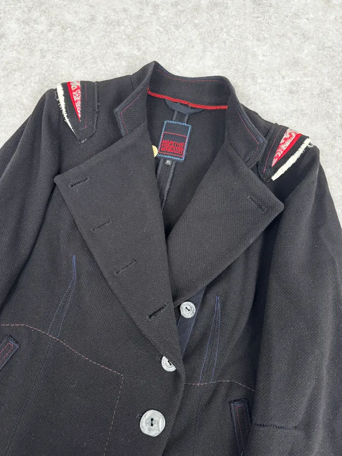 2000s Marithé + François Girbaud Asymmetrical Buttoned Black Officer Jacket - Image 6