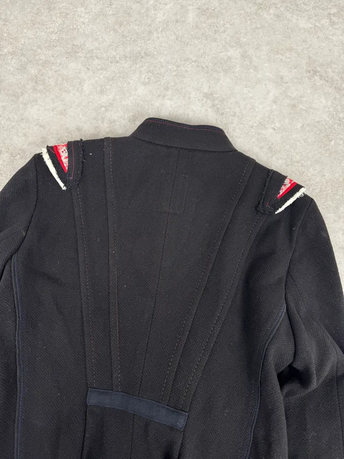 2000s Marithé + François Girbaud Asymmetrical Buttoned Black Officer Jacket - Image 7