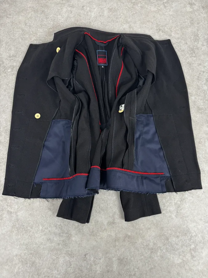 2000s Marithé + François Girbaud Asymmetrical Buttoned Black Officer Jacket - Image 8