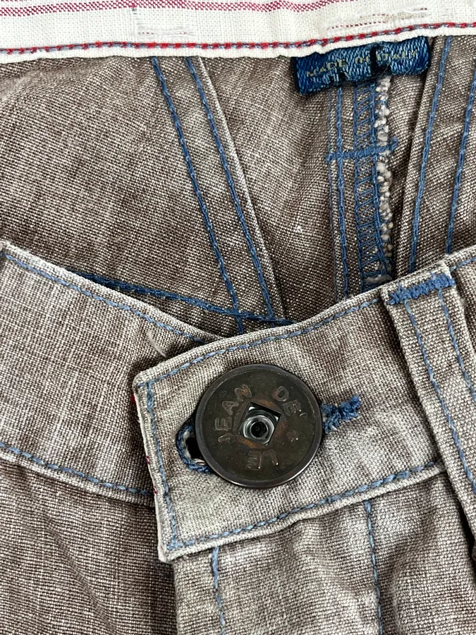 2000s Marithé + François Girbaud Beige Cracked Denim Jeans - Image 9