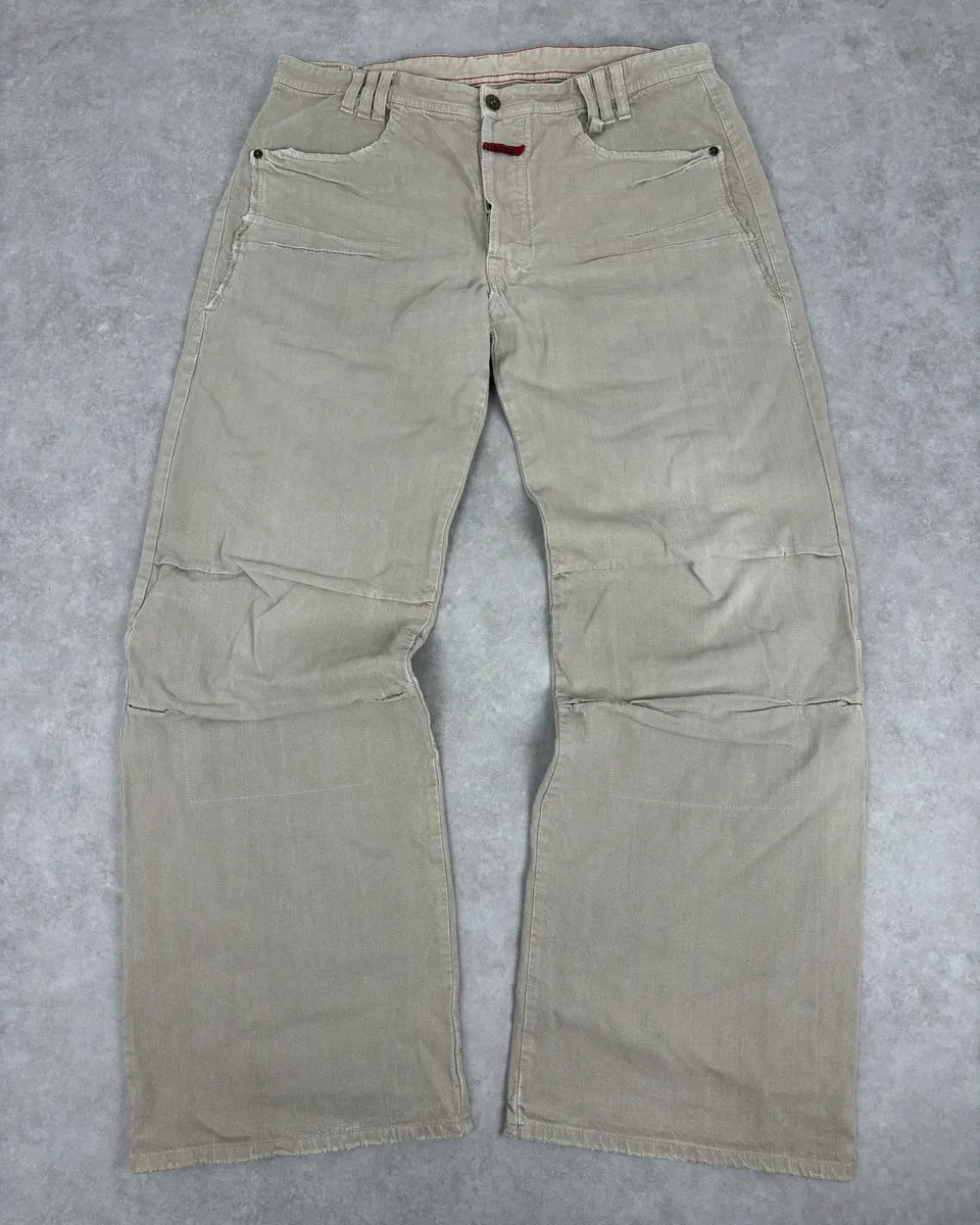 2000s Marithé + François Girbaud Beige Large Cozy Pants - Image 4