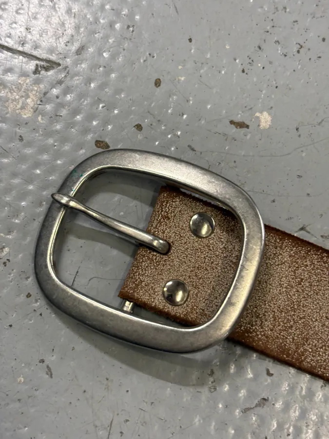 2000s Marithé + François Girbaud Beige Leather Studded Belt - Image 4