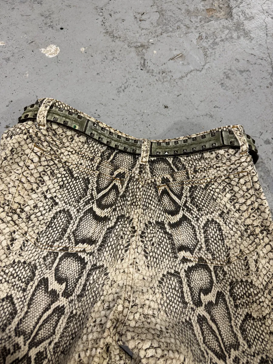 2000s Marithé + François Girbaud Beige Studded Leather Belt - Image 4