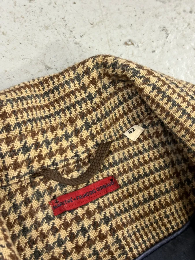2000s Marithé + François Girbaud Beige Wool Tartan Long Coat - Image 8