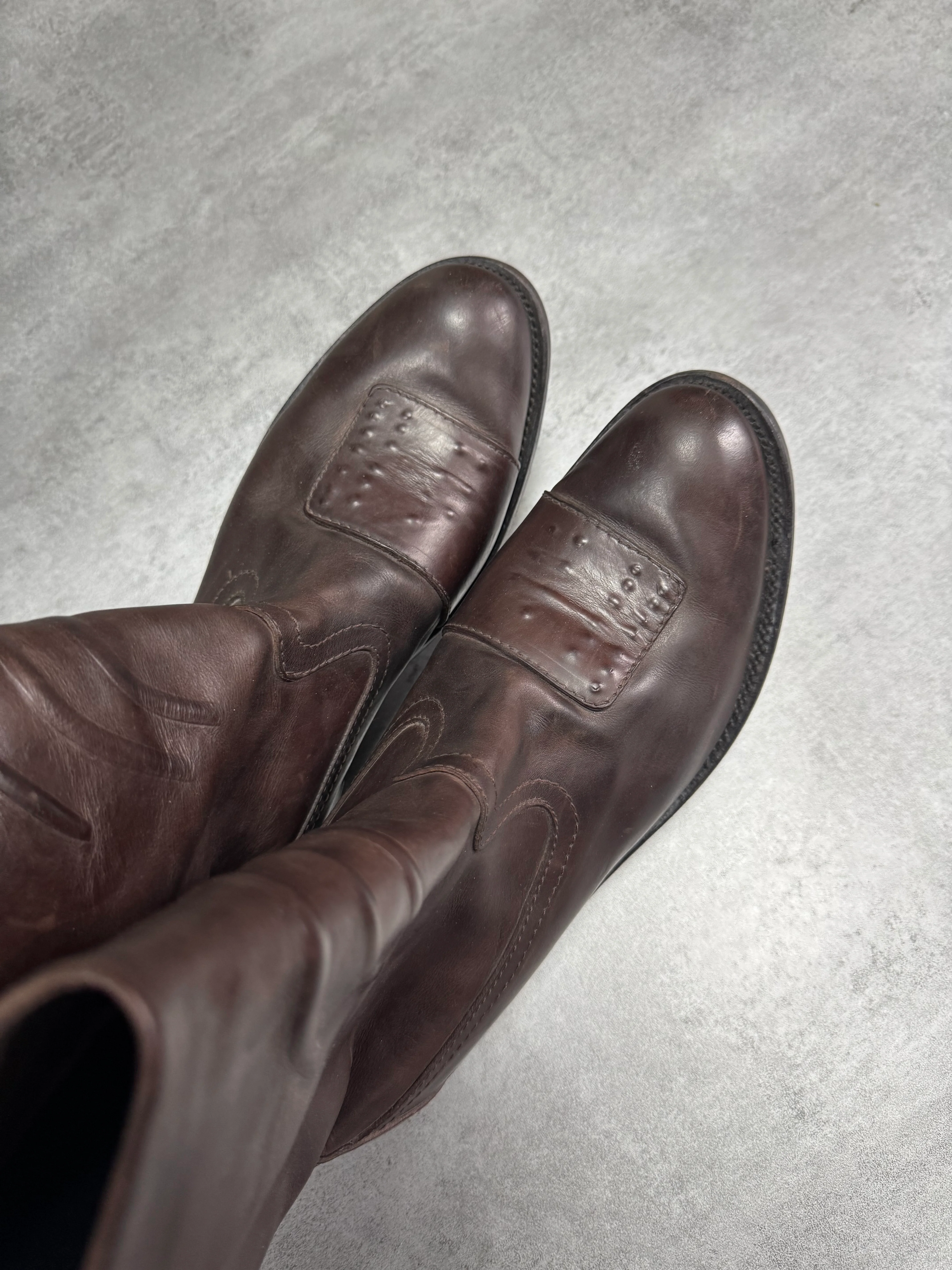 2000s Marithé + François Girbaud Biker Brown Leather Boots - Image 6