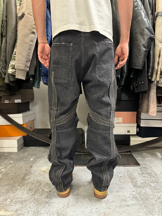 2000s Marithé + François Girbaud Black Avant-Garde Biker Denim Jeans - Image 4
