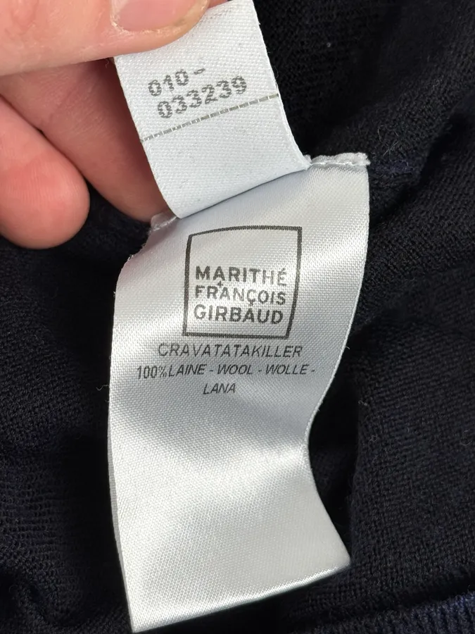 2000s Marithé + François Girbaud Black & Blue V Neck Irregular Sweater - Image 10