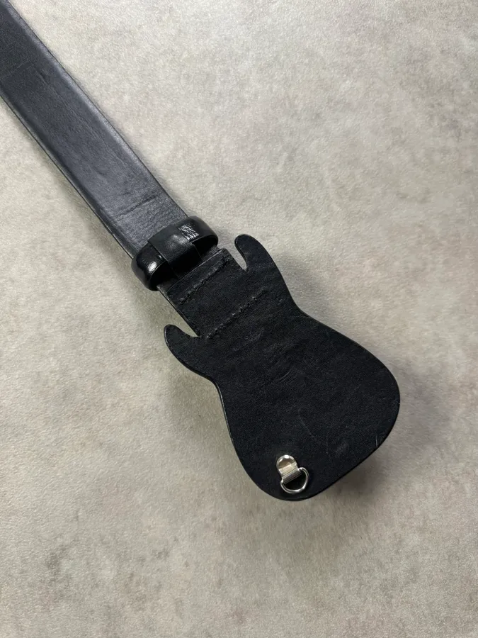 2000s Marithé + François Girbaud Black Leather Guitar Belt - Image 6