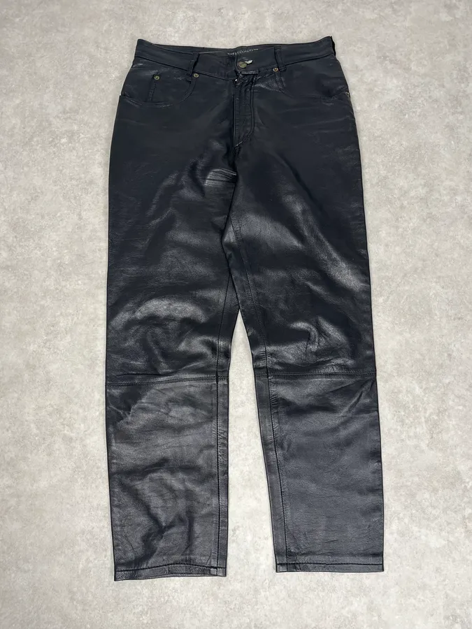 2000s Marithé + François Girbaud Black Leather Pants - Image 4