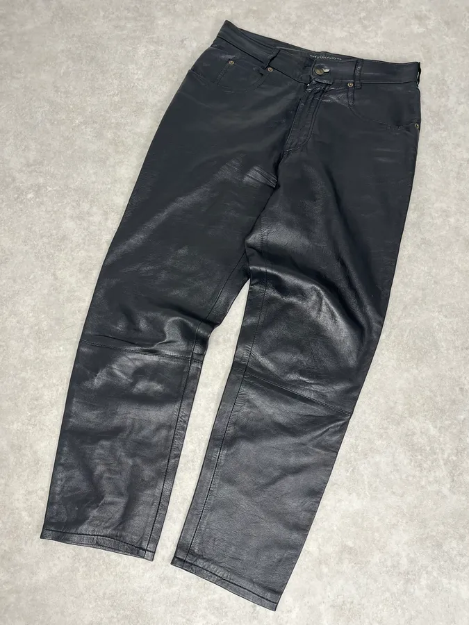 2000s Marithé + François Girbaud Black Leather Pants - Image 6