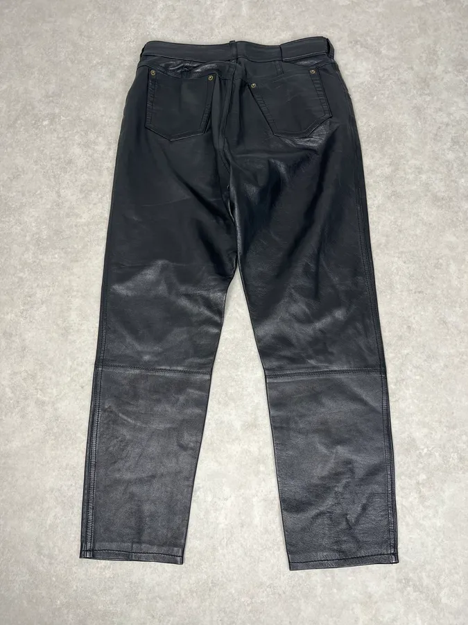 2000s Marithé + François Girbaud Black Leather Pants - Image 7