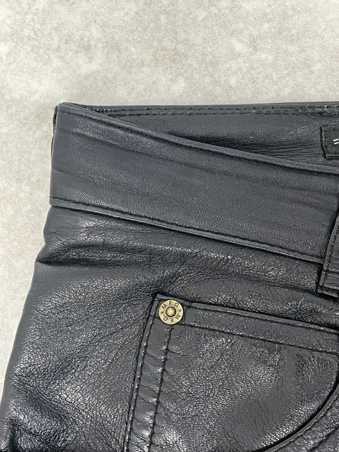 2000s Marithé + François Girbaud Black Leather Pants - Image 9