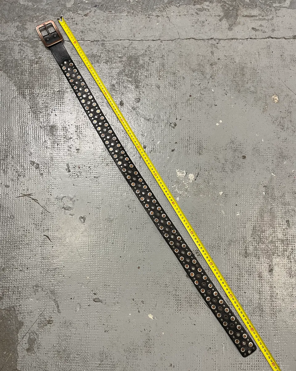 2000s Marithé + François Girbaud Black Leather Studded Belt - Image 8