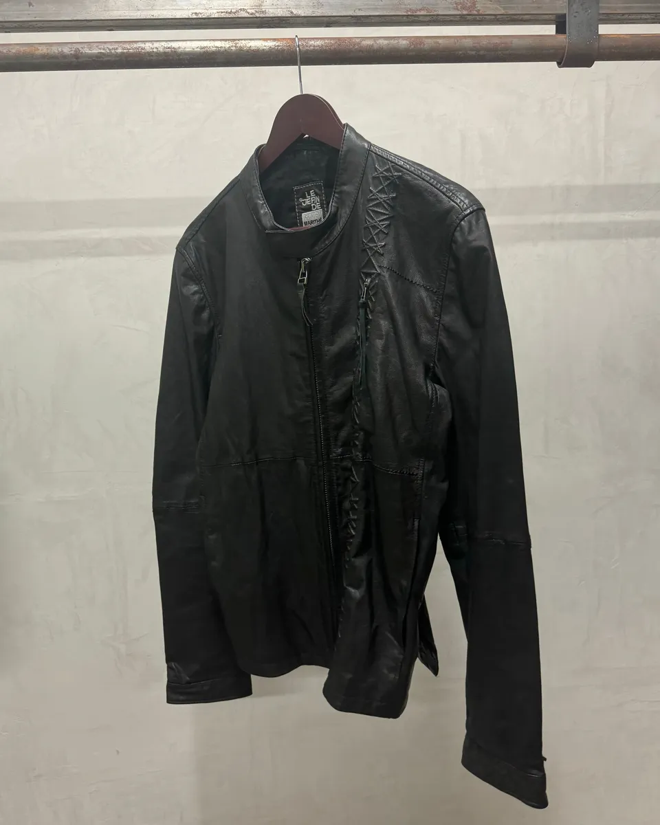 2000s Marithé + François Girbaud Black Signature Biker Leather Jacket - Image 3