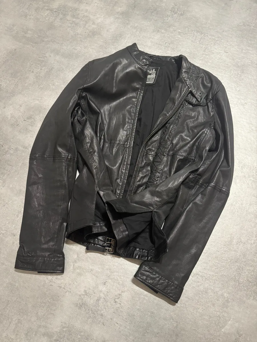 2000s Marithé + François Girbaud Black Signature Biker Leather Jacket - Image 5