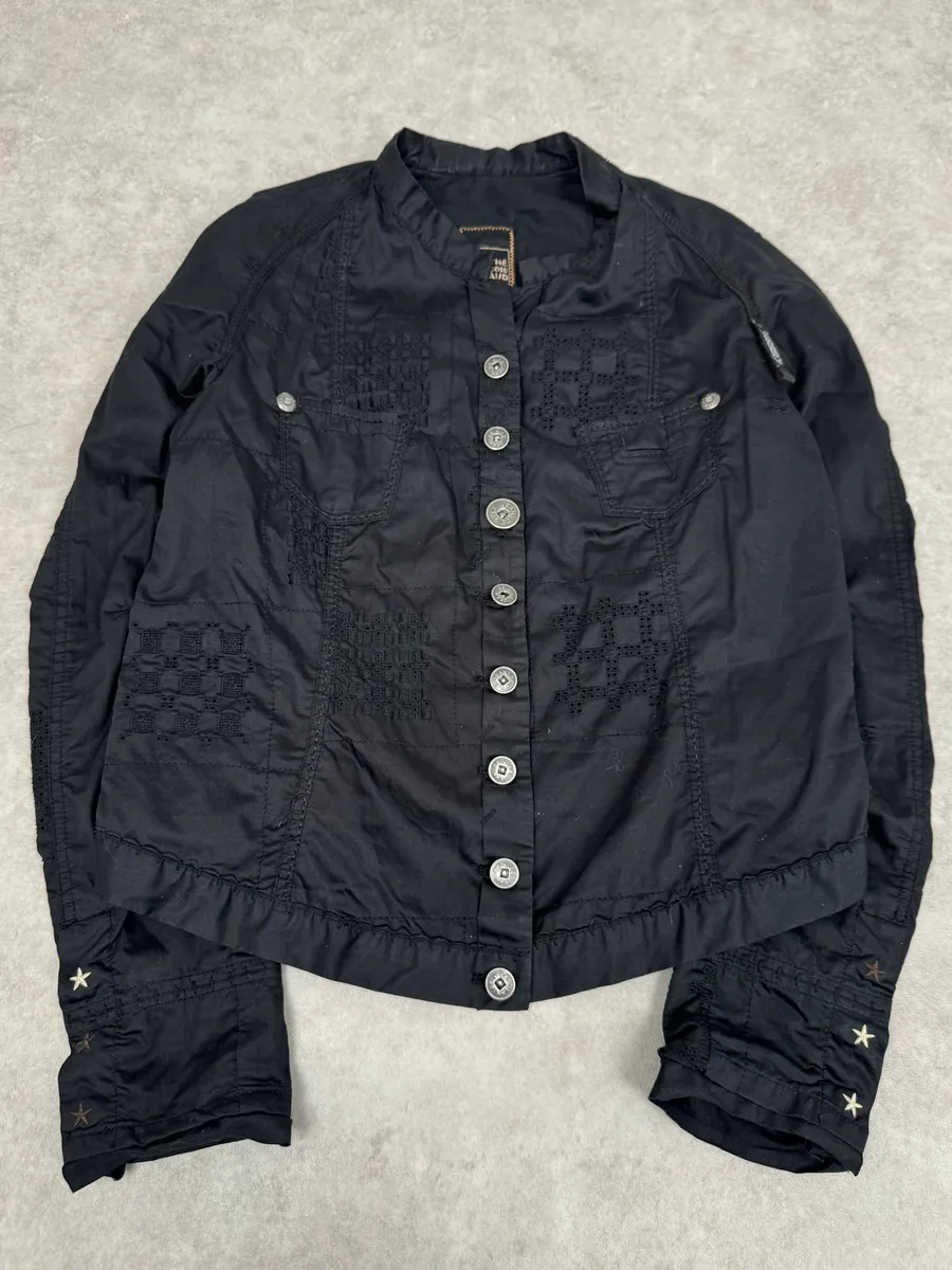 2000s Marithé + François Girbaud Black Signature Buttoned Light Jacket