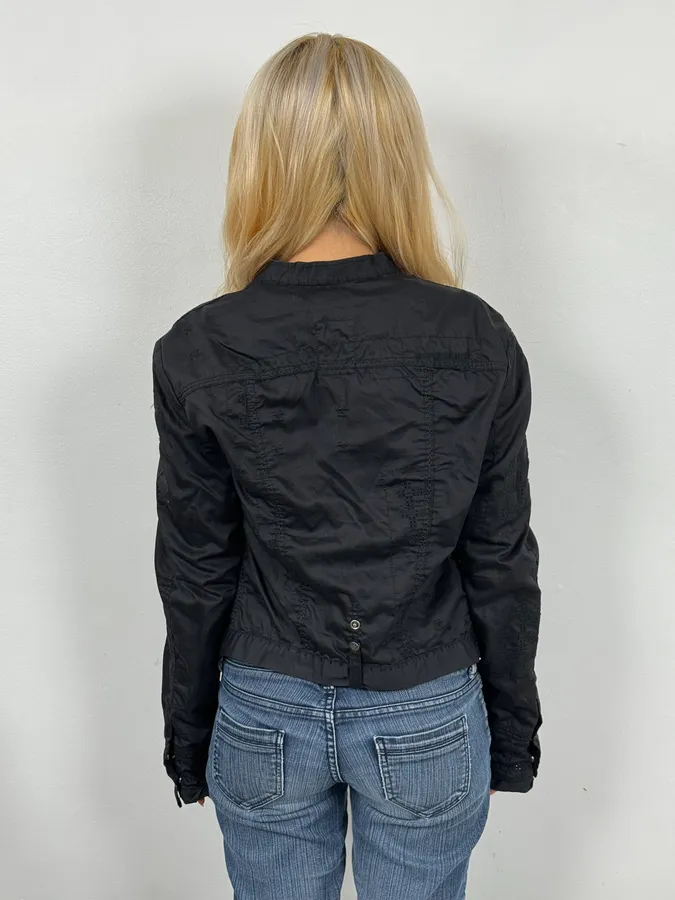 2000s Marithé + François Girbaud Black Signature Buttoned Light Jacket - Image 3