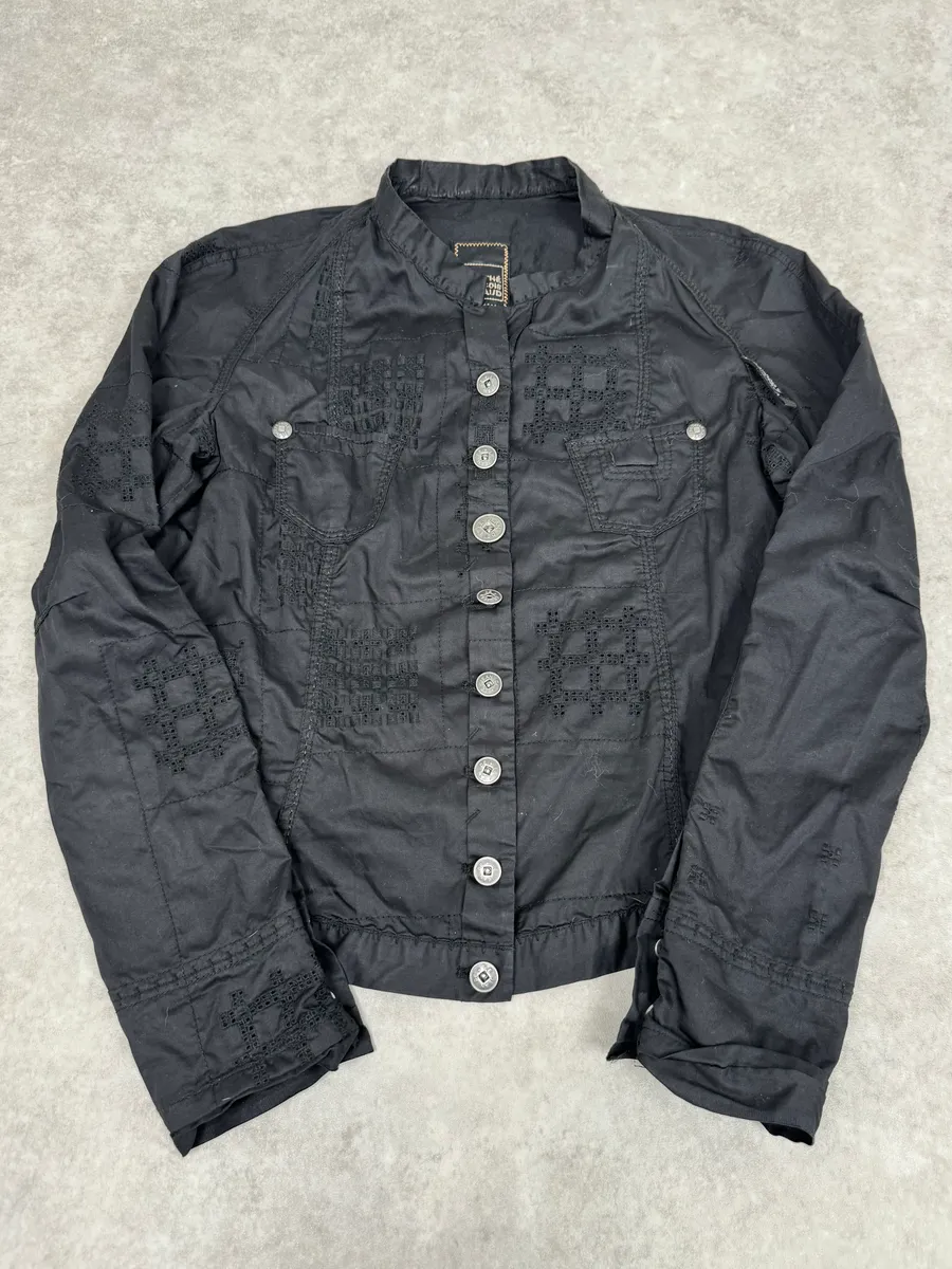 2000s Marithé + François Girbaud Black Signature Buttoned Light Jacket - Image 4