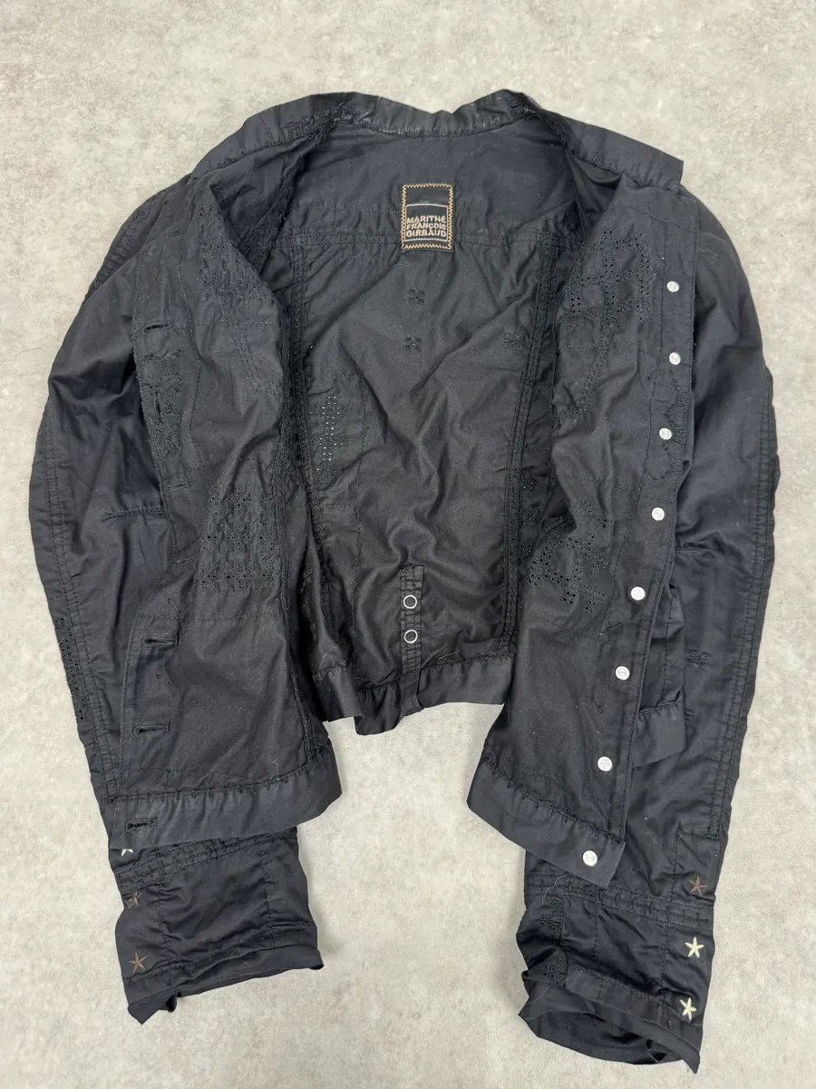 2000s Marithé + François Girbaud Black Signature Buttoned Light Jacket - Image 9