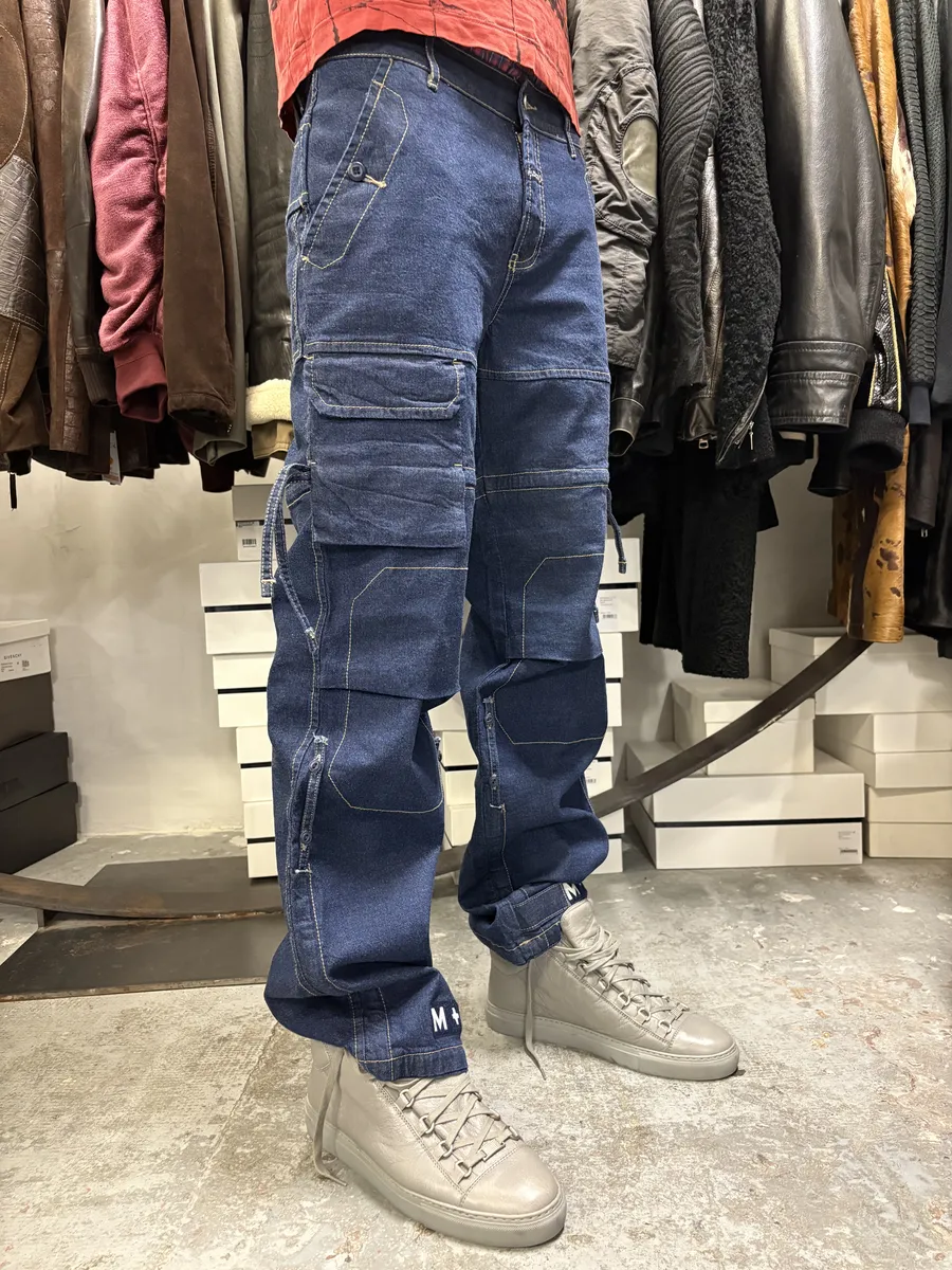 2000s Marithé + François Girbaud Blue Carpenter Denim Cargo Jeans - Image 2