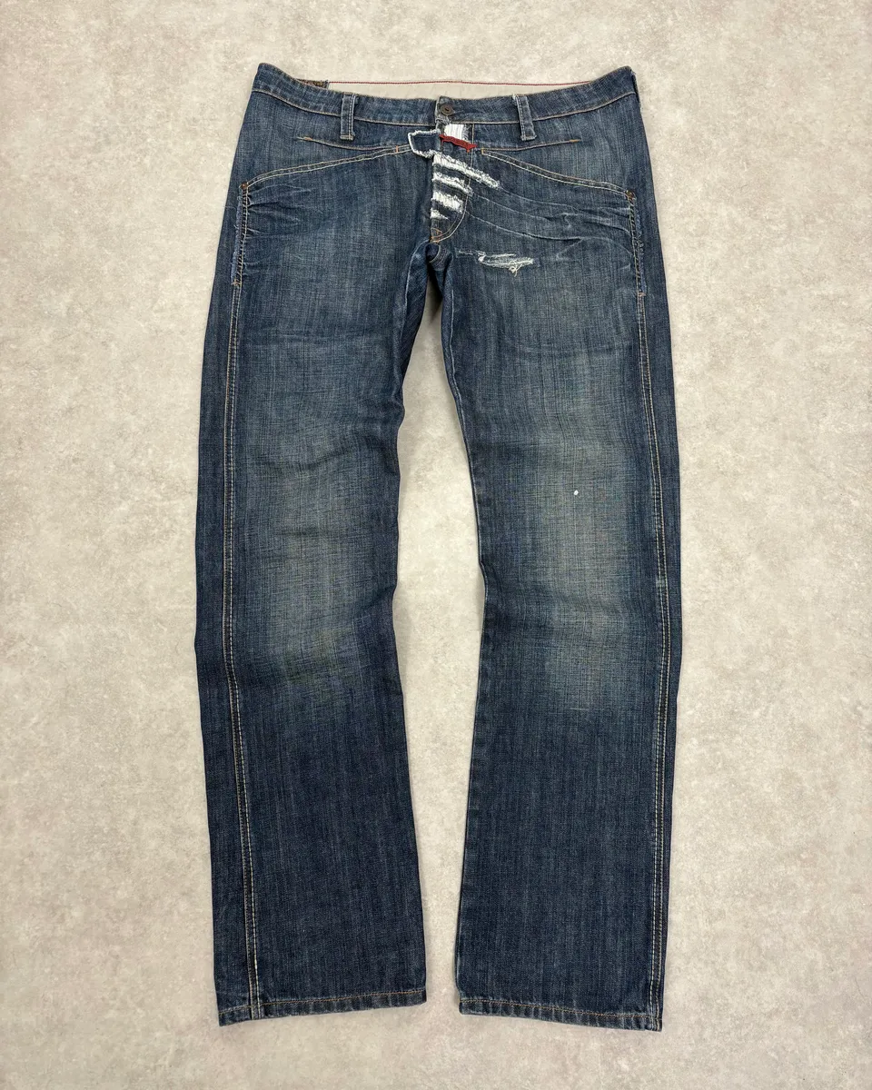 2000s Marithé + François Girbaud Blue Distressed Denim Jeans - Image 4