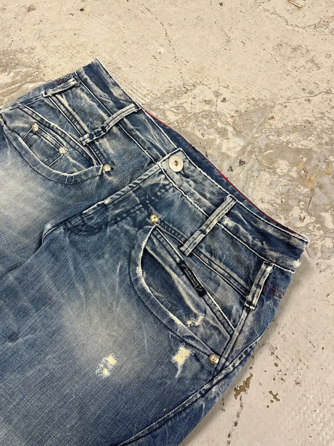 2000s Marithé + François Girbaud Blue Distressed Denim Jeans - Image 6