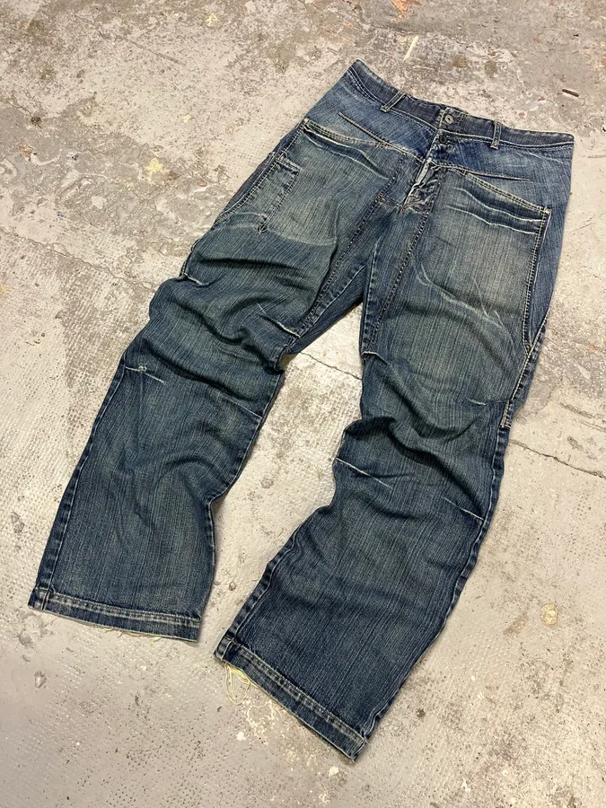 2000s Marithé + François Girbaud Blue Faded Denim Jeans - Image 3