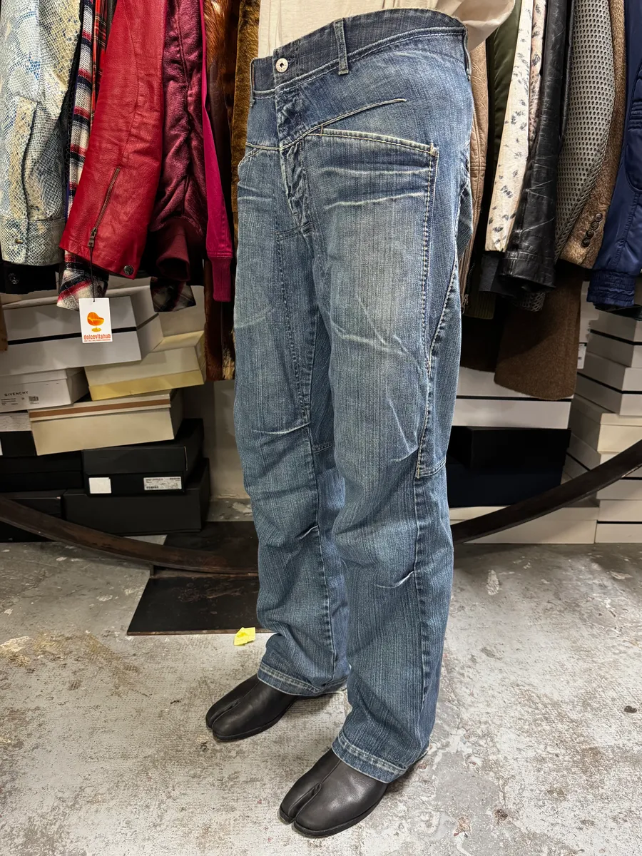 2000s Marithé + François Girbaud Blue Faded Denim Jeans - Image 4