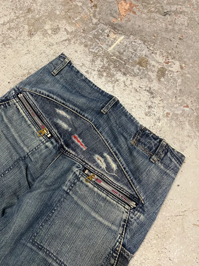 2000s Marithé + François Girbaud Blue Faded Denim Jeans - Image 9
