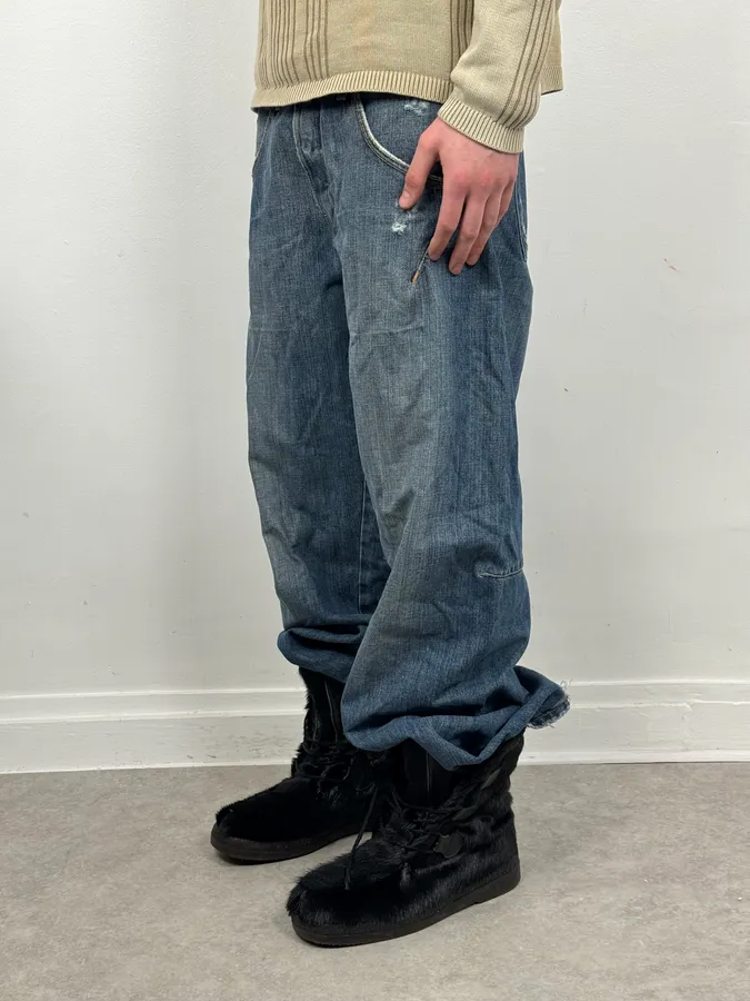 2000s Marithé + François Girbaud Blue Rebel Cozy Denim Jeans - Image 2