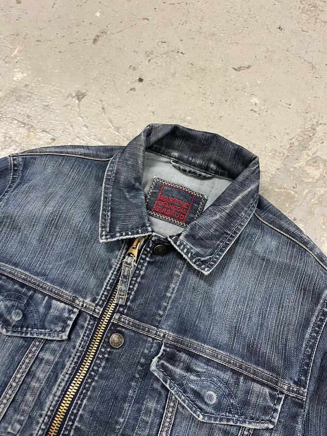 2000s Marithé + François Girbaud Blue Rebel Faded Denim Jacket - Image 4