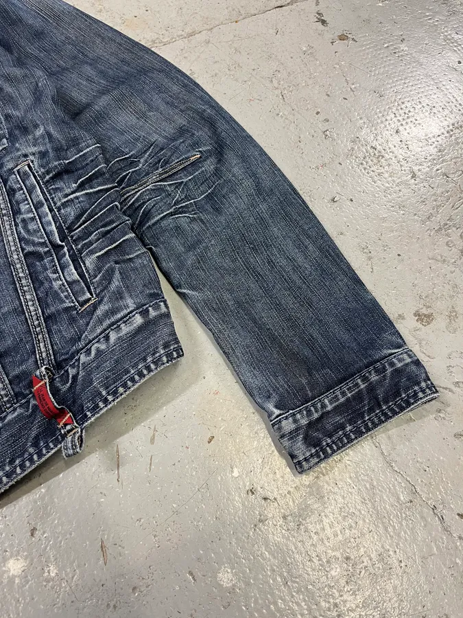 2000s Marithé + François Girbaud Blue Rebel Faded Denim Jacket - Image 5