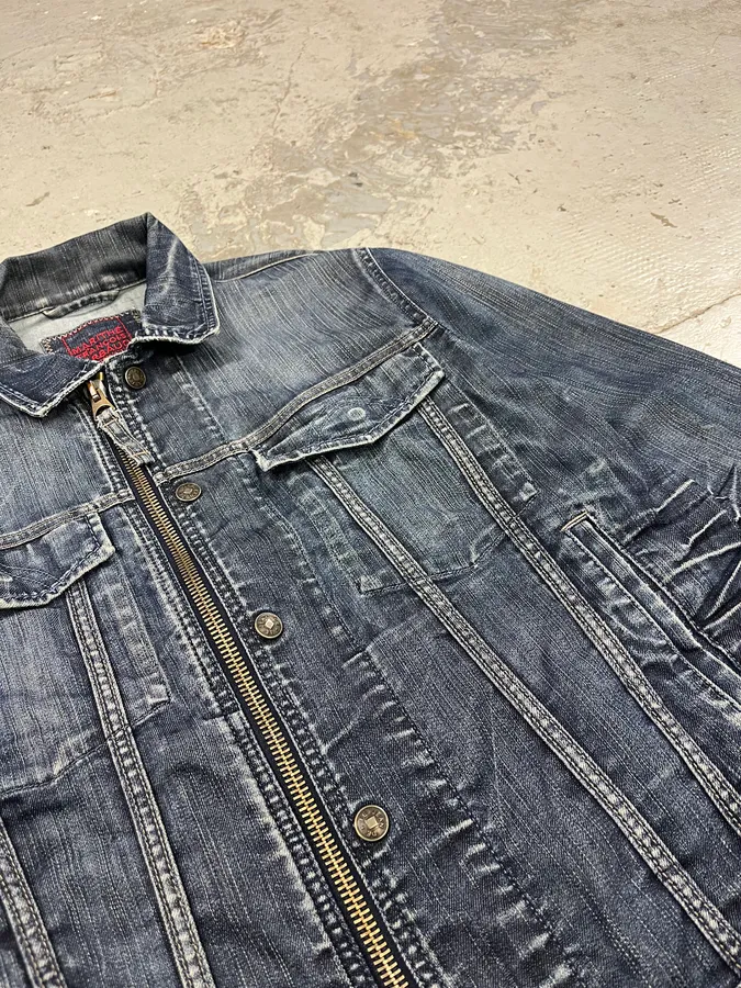 2000s Marithé + François Girbaud Blue Rebel Faded Denim Jacket - Image 6