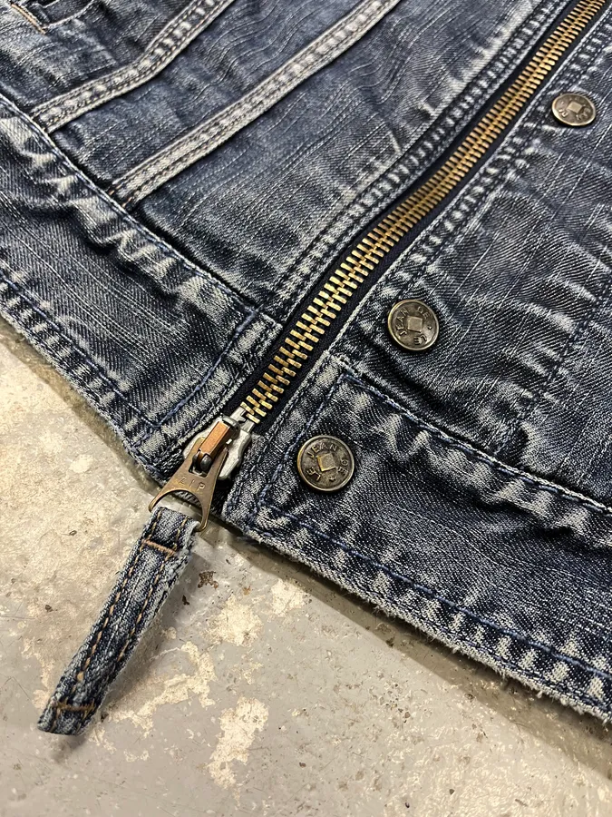 2000s Marithé + François Girbaud Blue Rebel Faded Denim Jacket - Image 7