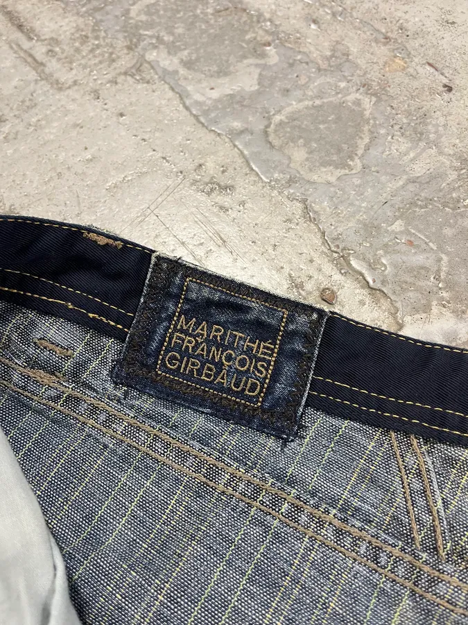 2000s Marithé + François Girbaud Blue Striped Denim Jeans - Image 11