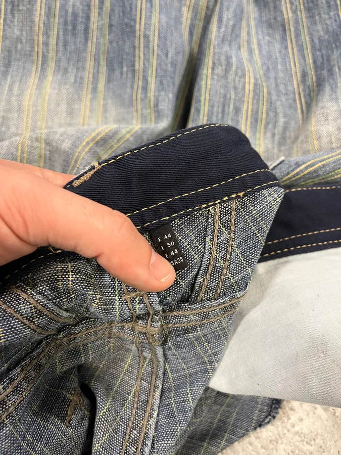 2000s Marithé + François Girbaud Blue Striped Denim Jeans - Image 12
