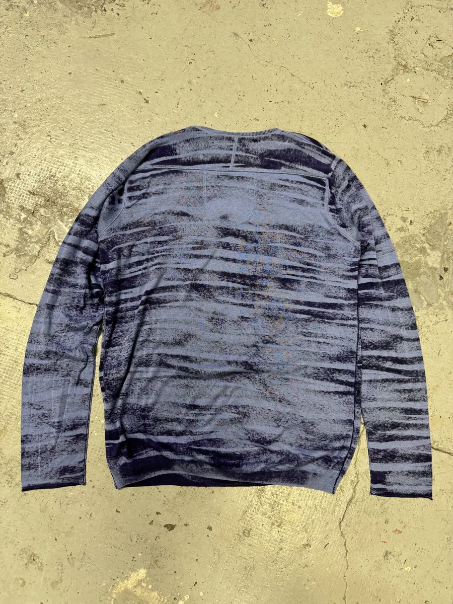 2000s Marithé + François Girbaud Blue Striped Silk & Cotton Sweater - Image 4