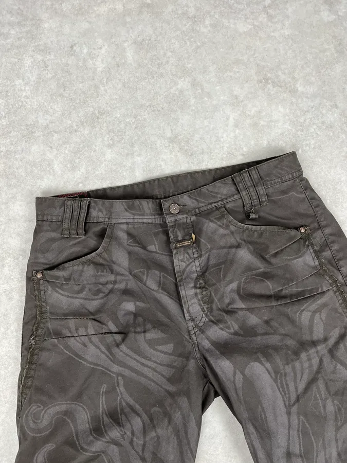 2000s Marithé + François Girbaud Brown Nylon Tattoo Large Pants - Image 6