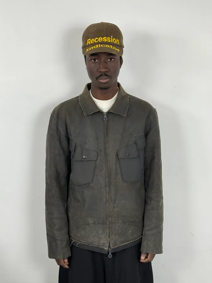 2000s Marithé + François Girbaud Brown Vegan Leather Eroded Jacket - Image 2