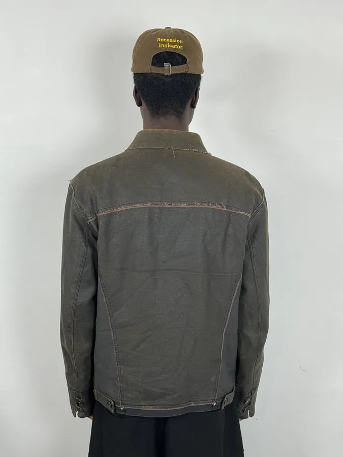 2000s Marithé + François Girbaud Brown Vegan Leather Eroded Jacket - Image 3