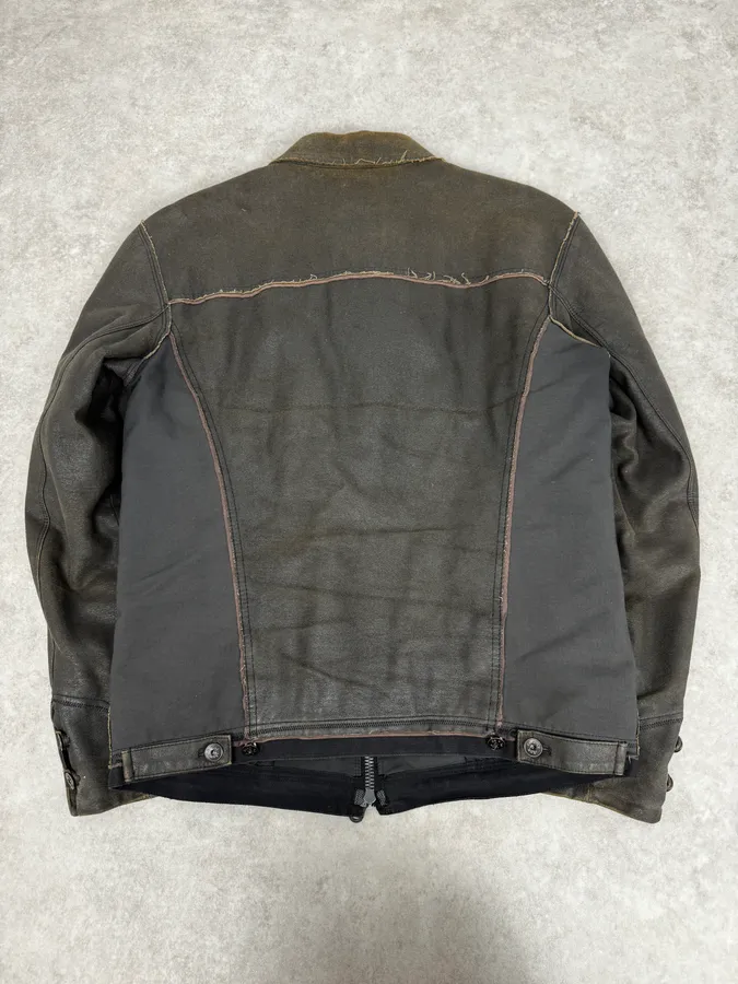 2000s Marithé + François Girbaud Brown Vegan Leather Eroded Jacket - Image 4