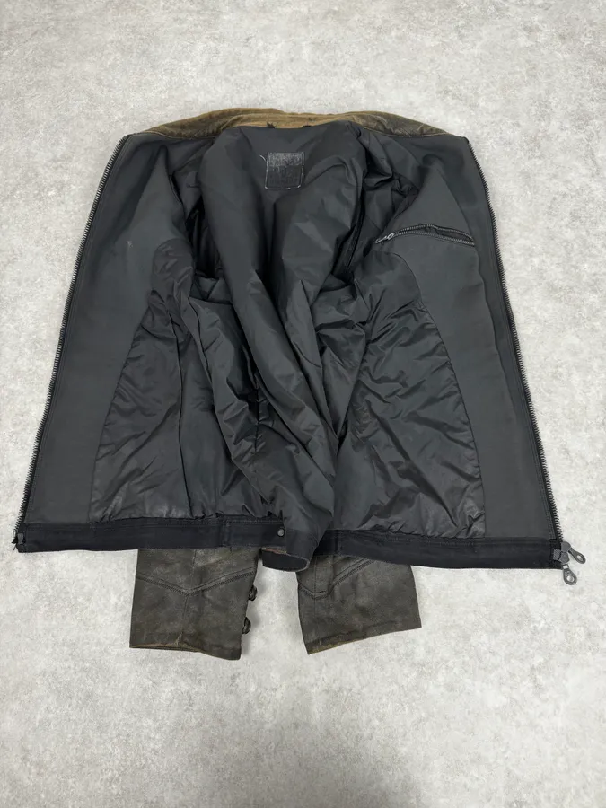 2000s Marithé + François Girbaud Brown Vegan Leather Eroded Jacket - Image 7